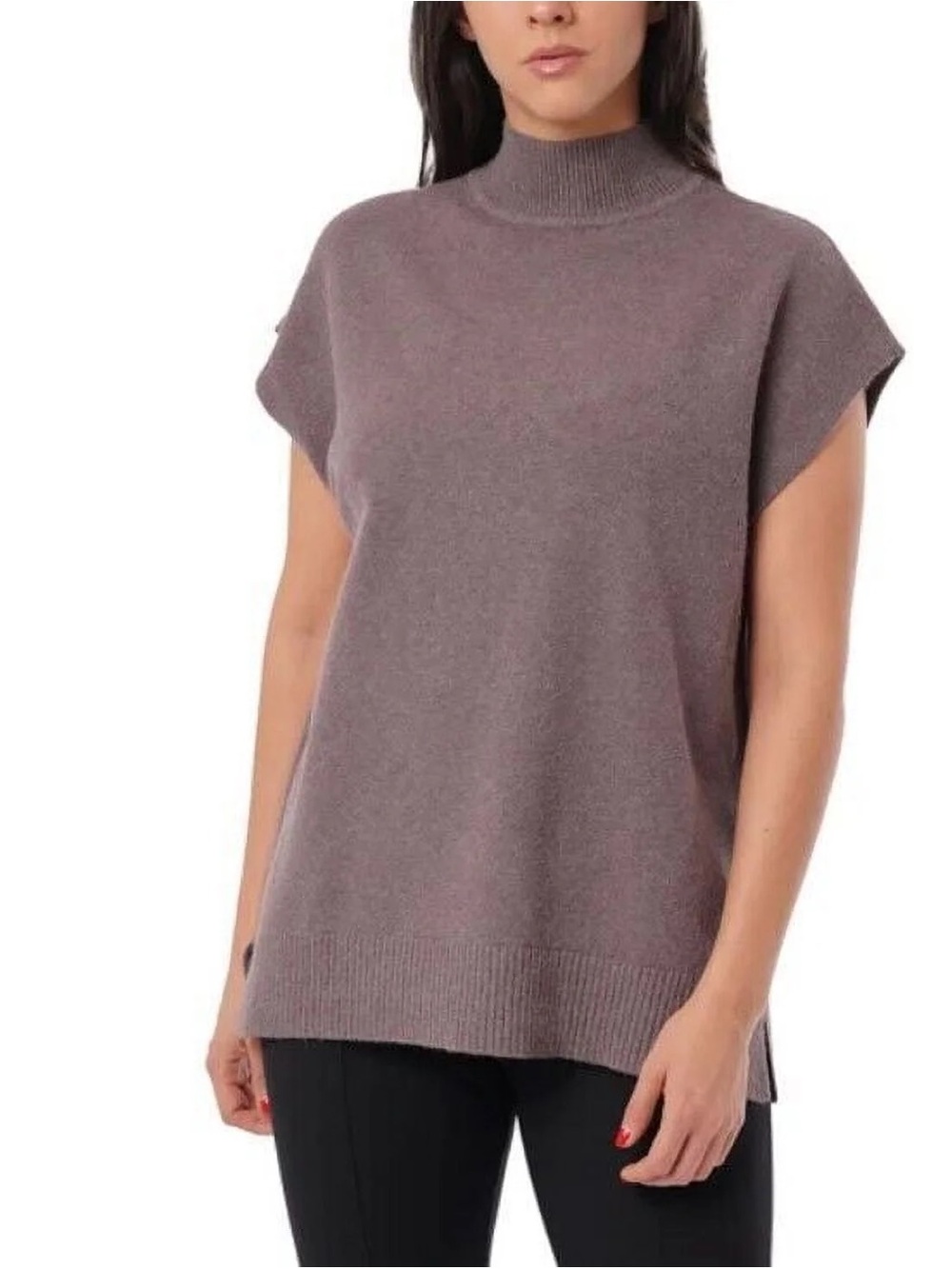 Cyrus Sleeveless Mock Neck Sweater in Mauve